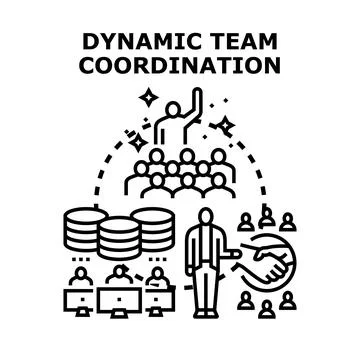 Dynamic team coordination process illustrating business management Stock Illustration