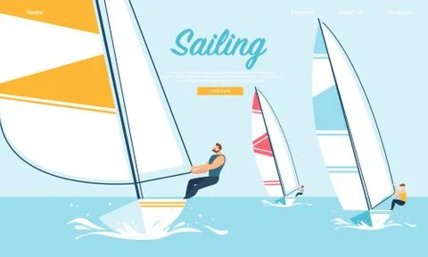 Dynamic Team Struggle Regatta Sailing Ship, Summer 스톡 일러스트