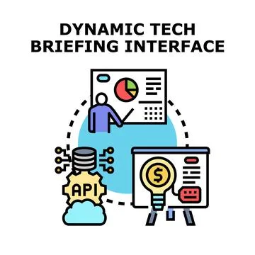 Dynamic tech briefing interface presentation Stock Illustration