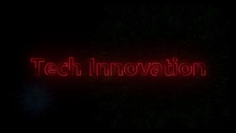 Dynamic tech innovation neon text animation with abstract background effects Stock Footage 318099087