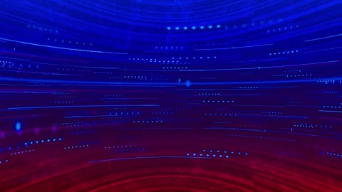 Dynamic tech light speed background red and blue curved streaks, dotted particle Stock Footage 340549047
