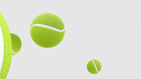 Dynamic Tennis Ball Transition Pack With Spinning Green Ball Motion Stock Footage 344820605