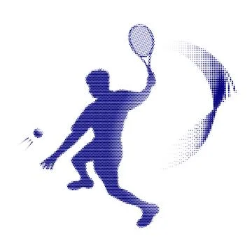 Dynamic Tennis Player Performing a Powerful Serve in Silhouette Style Stock Illustration