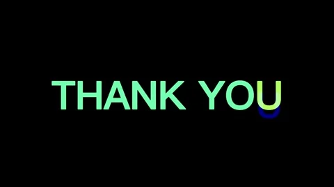 Dynamic text animation displaying thank you message with digital glitch effects Stock Footage 345566225