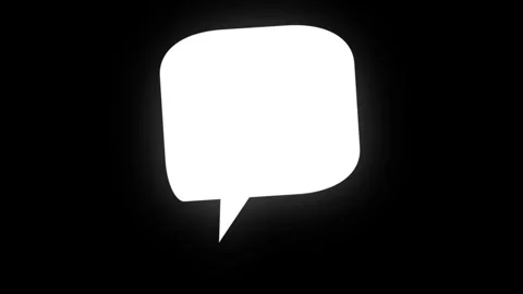 Dynamic text bubble. Glowing white speech bubble isolated on black background Stock Footage 342203263