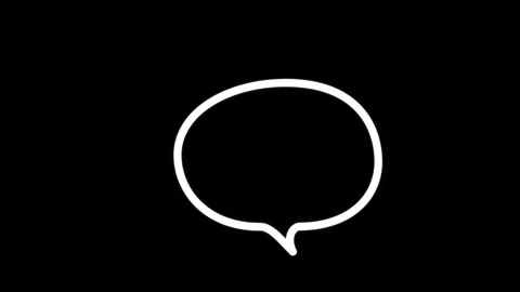 Dynamic text bubble. White neon speech bubble icon on black background Stock Footage 342202894