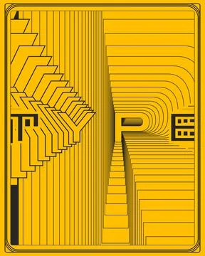 Dynamic Text Typography Poster Yellow Black Wall Art 库存插图