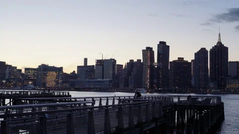 Dynamic Time-lapse of the Manhattan Skyline and Empire State Building at Sunset Stock Footage 71130854