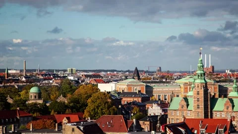 Dynamic Timelapse of Copenhagen's Skyline Under Partly Cloudy Skies Stock Footage 312985050