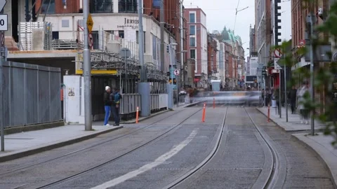 Dynamic Timelapse of Luas Line at Abbey Street Upper, Dublin Stock Footage 328281986