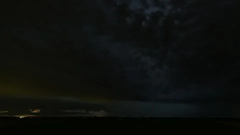 Dynamic Timelapse showing the approach of a very strong thunderstorm at night. Stock Footage 301427794