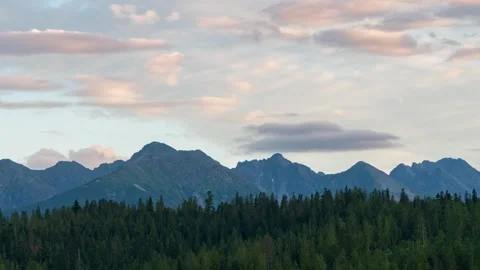 Dynamic Timelapse of Tatra Mountains with Partly Cloudy Afternoon Stock Footage 308193721