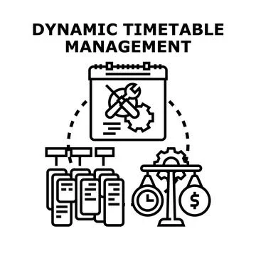 Dynamic timetable management system scheduling and optimizing Stock-Illustration