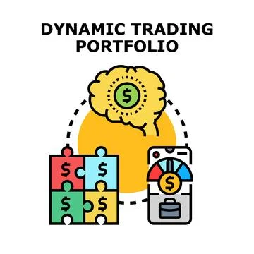 Dynamic trading portfolio concept developing diverse financial strategies Stock Illustration