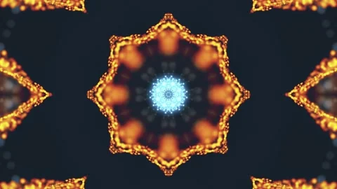 Dynamic transformation of vibrant neon patterns in a smooth cycle. A kaleidos Stock Footage 321770708