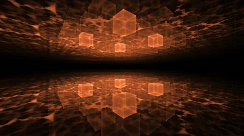 Dynamic Translucent Cubical Horizon with Plasma Clouds Video stock 58419933