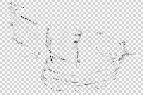 A dynamic, translucent splash of clear liquid, possibly water Illustrazione stock