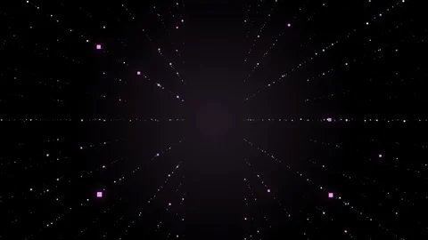Dynamic transparent violet square particles motion through the black space. Video stock 116143476