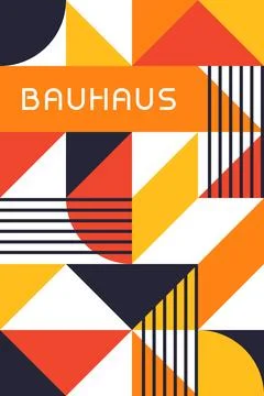 Dynamic Triangular Bauhaus Poster with Angular Shapes and Bright Palette Ilustração Stock