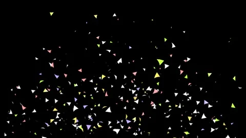 Dynamic triangular confetti falling slowly on isolated black screen Stock Footage 327522600