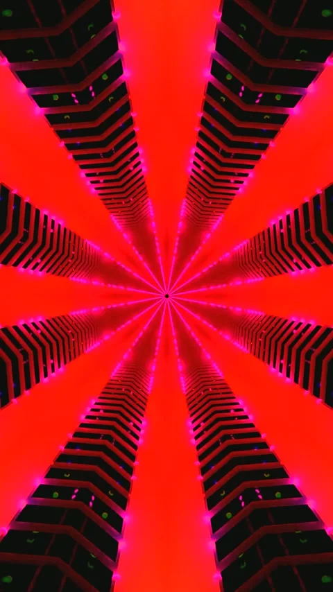 Dynamic tunnel loop screensaver with vibrant red and black patterns for rel.. Stock Footage 321563345