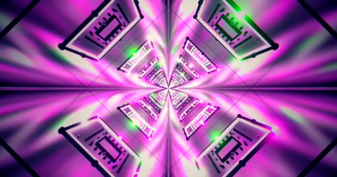 Dynamic tunnel loop with vibrant lights and swirling patterns creating an i.. Stock Footage 317067162