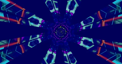 Dynamic tunnel video loop displays vibrant visual patterns and co Stock Footage 317961317