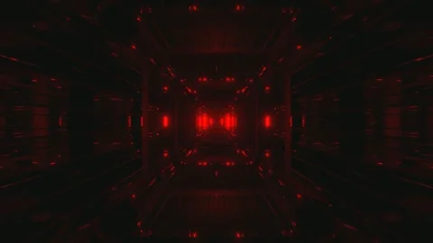 Dynamic tunnel video loop featuring vibrant red lights with seamless transi.. Stock Footage 319426381