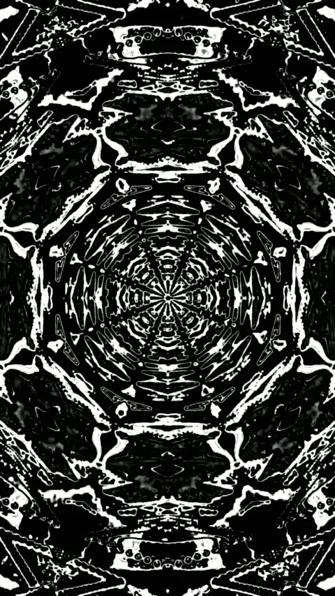 Dynamic tunnel video loop featuring unique patterns and shapes in black and.. Stock Footage 321263180