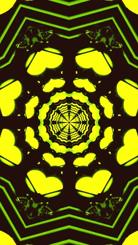 Dynamic tunnel video loop featuring vibrant green and yellow patterns amid .. Video stock 321569038