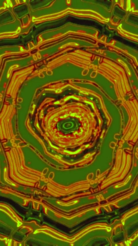 Dynamic tunnel video loop featuring vibrant green and orange patterns for c.. Stock Footage 321569164