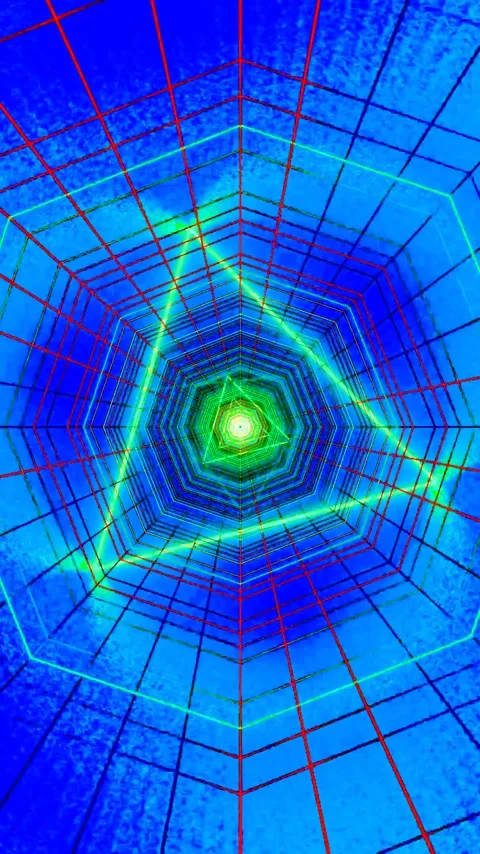 Dynamic tunnel video loop featuring colorful geometric patterns in a seamle.. Stock Footage 321569930