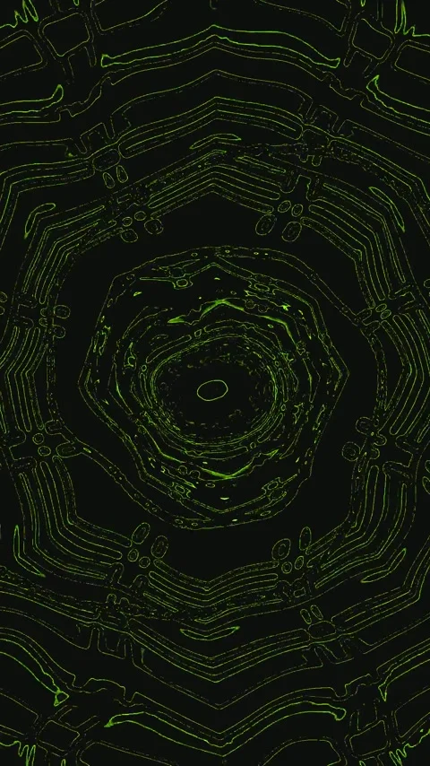 Dynamic tunnel video loop with neon green patterns creating a mesmerizing v.. Stock Footage 321566922