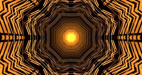 Dynamic tunnel video loop showcasing vibrant golden patterns in a seamless .. Stock Footage 318610028