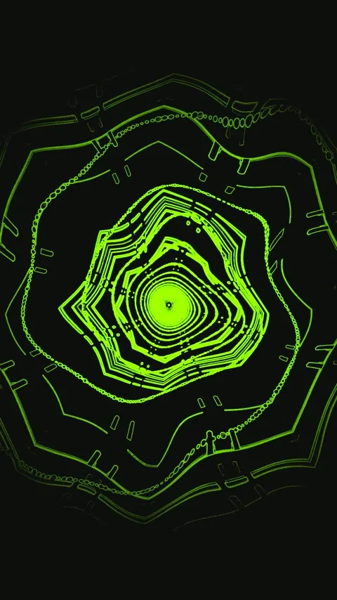 Dynamic tunnel video loop showcasing vibrant green patterns and fluid movem.. Stock Footage 321570605