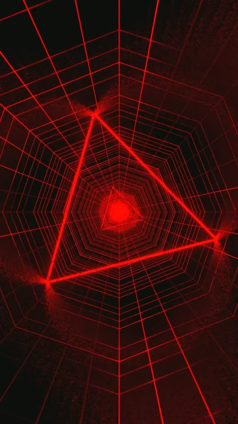 Dynamic tunnel video loop showcasing seamless transition of red geometric p.. Video stock 321572472