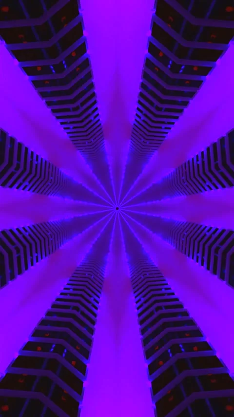 Dynamic tunnel video loop with vibrant purple patterns creating a seamless .. Stock Footage 321568185