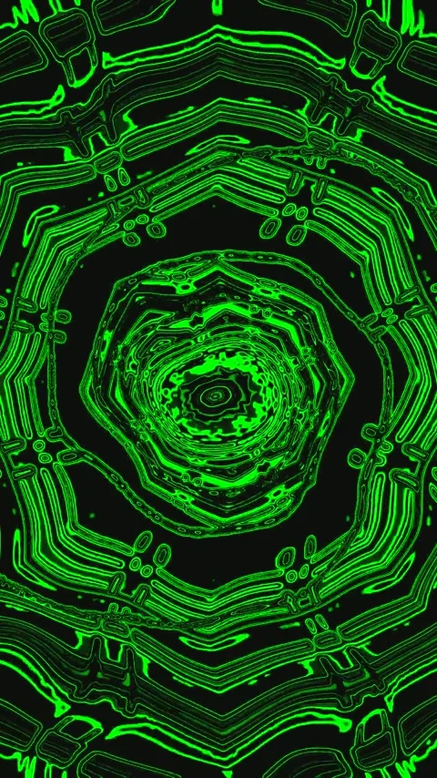 Dynamic tunnel video vj loop with seamless green patterns for creative disp.. Stock Footage 321570337
