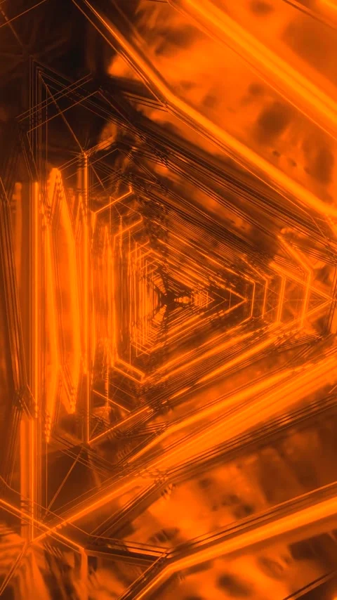 Dynamic tunnel visual loop with glowing orange patterns and seamless transi.. Video stock 321265219
