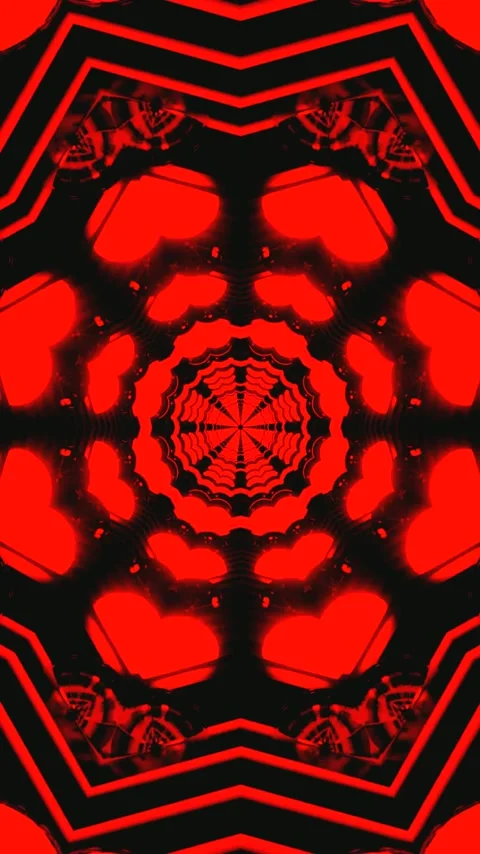 Dynamic tunnel vj loop screensaver in red and black colors with seamless moti Video stock 321262565