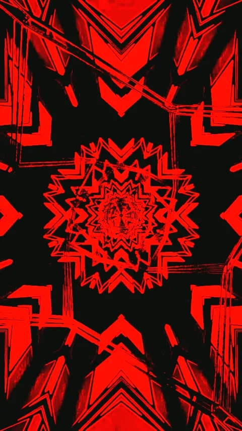 Dynamic tunnel vj loop screensaver with red geometric patterns for a mesmer.. Stock Footage 321266810