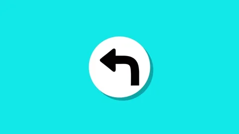 Dynamic turning arrow sign animation on cyan background, movement indicator Stock Footage 329272609