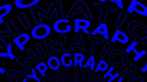 Dynamic Typography Animation with Vibrant Blue Text on Black Background Video stock 341926635