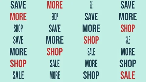 Dynamic Typography Motion Graphics with Shopping and Sale Text Pattern Stock Footage 344849979