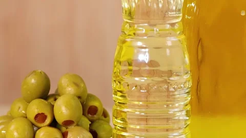 A dynamic upward tilt of various cooking ingredients, showcasing almonds, o.. Stock-Footage 332629807