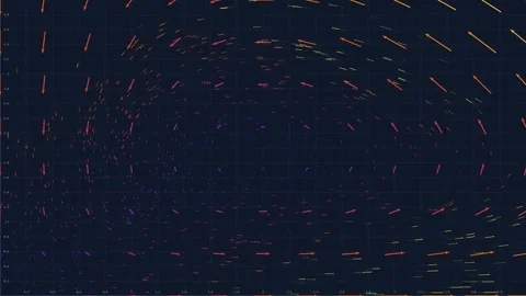 Dynamic vector field visualization with colorful arrows on dark grid background 库存影片 347276845