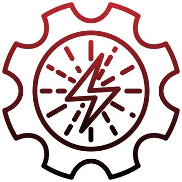 Dynamic vector icon featuring a gear with a lightning bolt symbol Stock Illustration