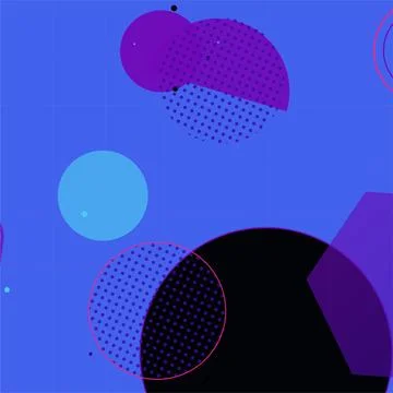 Dynamic vector illustration featuring abstract geometric shapes and halfton.. Stock Illustration