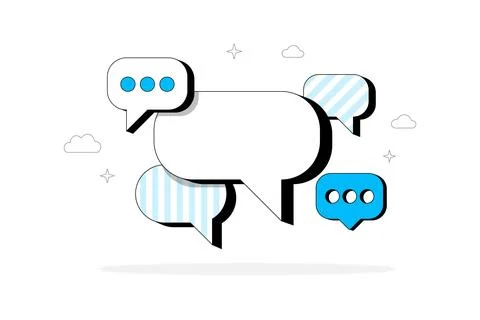 Dynamic vector illustration featuring multiple speech bubbles Stockillustratie