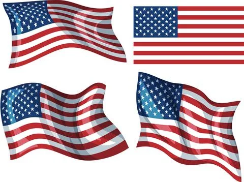 Dynamic Vector Illustrations of American Flags Stock Illustration